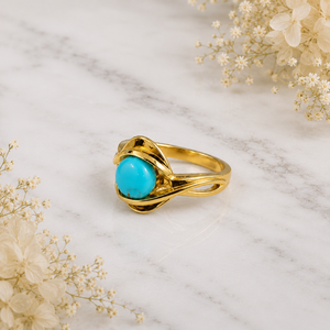 Natural Arizona <b>Turquoise</b> Wedding Trendy Solid 925 Sterling Silver Yellow <b>Gold</b> Plated Bezel Set Women Gemstone <b>Ring</b> Wholesale - Product Image 3