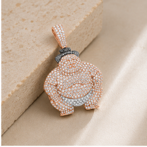 Pendentifs et breloques personnalisés Hip Hop en argent 925 plaqué or rose, motif lutteur de sumo, sertis de diamants de laboratoire, pour fêtes - Product Image 5