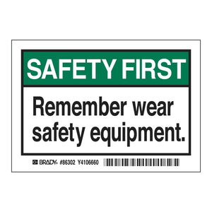Étiquettes de sécurité adhésives en PVC durables Brady SAFETY FIRST pour les usines, les laboratoires et les chantiers de construction - Product Image 2
