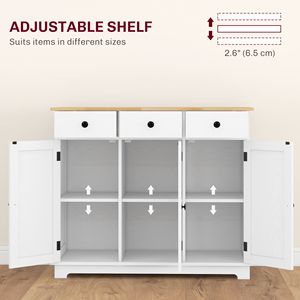 Credenza con Piano in Legno Massello, Ante e Cassetti Regolabili, Mobile da Cucina per Casa o Villa, Ideale per Angolo Caffè - Product Image 5