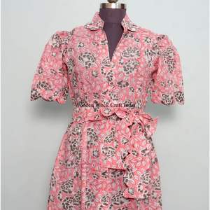 Vintage Floral Block Print Dress Button Down Dress Women's <b>Dressing</b> <b>Gown</b> Casual Dress Print Women <b>short</b> Sleeve Long Length - Product Image 4