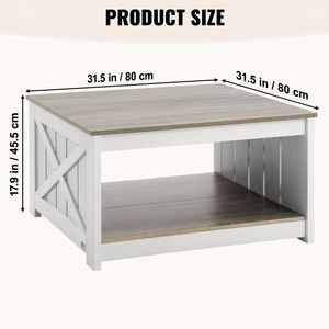 31.5\" Farmhouse Style Square <b>Coffee</b> <b>Table</b> with Open Storage Compartment <b>Rustic</b> Wooden Cocktail <b>Table</b> for Living Room - Product Image 6
