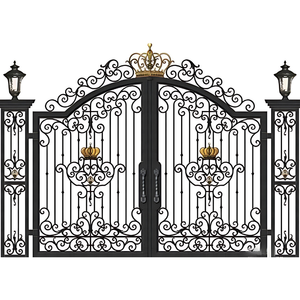 Modern Wrought Iron Home Front Gate Design for Outdoor Use – <b>Secure</b> Steel Compound Wall Gate with Elegant Decorative Style - Product Image 3