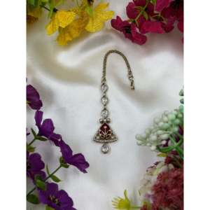 Indian Ethnic Brass Mang Tika-Manju Victorian Moissanite Casual Jewelry - Product Image 3