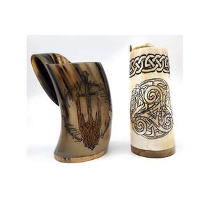 Jarra de Cuerno Artesanal con Inserto de Vidrio – Taza Vikinga para Cerveza y Café, Vajilla Rústica Natural, Venta al por Mayor Disponible - Product Image 5