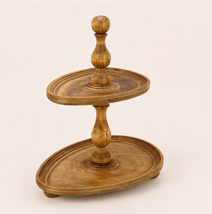 Handcrafted 2 Tier Wooden <b>Cake</b> <b>Stand</b> & Cupcake Display Mango Wood Tiered Serving Tray for Wedding Birthday Parties - Product Image 4
