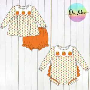 Dolike Trẻ Em Mùa Thu Quần Áo Trẻ Em Polka Dot Quần Áo Bí Ngô Đính Bé Gái 2Pcs Trang Phục