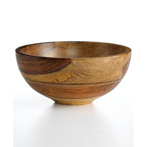 Tazón de madera artesanal de grano natural, tazón para servir ensaladas de madera maciza, utensilios de cocina ecológicos y sostenibles para uso doméstico y hotelero. - Product Image 1