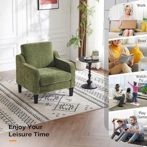 Mid Century Modern Upholstered Accent <b>Chair</b> with Side Pocket, Comfy <b>Reading</b> Armchair for Living Room, Bedroom, Office and Hotel - Product Image 5