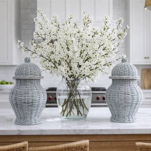 Vases en rotin rustique, style urne, pour décoration intérieure, tressés, bohèmes, vintage, pour fleurs, fabriqués au Vietnam - Product Image 6