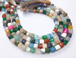 Cuentas de piedras preciosas semipreciosas facetadas en forma de cubo, mezcla natural AAA, 6-6.5 mm, corte disco, cubo 3D, cuentas sueltas de 9 pulgadas para la fabricación de joyería. - Product Image 6