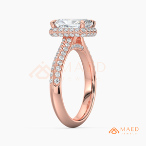 แหวนหมั้นโมอิสซาไนต์ทรงเรเดียนท์คัท 14K โรสโกลด์ พร้อมวงแหวนซ่อนรอบๆ ของขวัญเครื่องประดับเจ้าสาวสำหรับผู้หญิง เทรนด์อเมริกา - Product Image 6