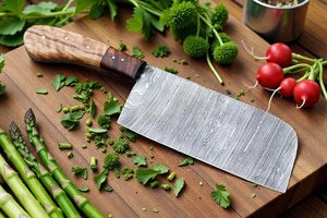 Cuchillo de Cocina Hecho a Mano por A&M Enterprises, Acero de Damasco, Mango de Madera de Olivo, Hoja con Punta Caída, Longitud Total de 12 Pulgadas - Product Image 3