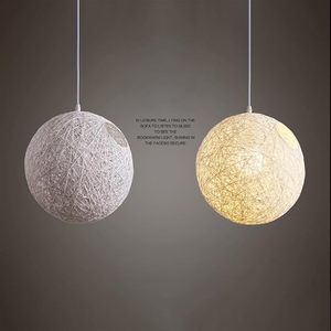 Venta al por mayor, paquete de 2, pantalla de lámpara de ratán y cáñamo, cubierta de luz colgante esférica tejida a mano, diseño creativo de nido para decoración del hogar, OEM ODM - Product Image 5