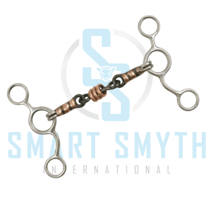 Bocado de caballo de acero inoxidable de tres piezas con rodillo de hierro dulce y cobre, de vástago corto, para equitación western - Product Image 1