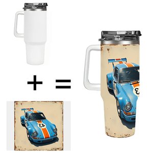 Stainless Steel Tumbler 40oz With Car Graphic Design For <b>Coffee</b> Or Tea - Product Image 1
