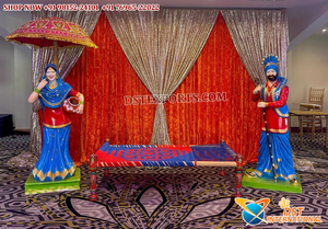 Estatuas Culturales con Temática de Boda Punjabi para Decoración de Sangeet, Estatua de FRP con Temática Tradicional de Pueblo Punjabi, Rangla Punjab, Evento en Londres - Product Image 3