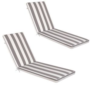 Set di 2 Cuscini per Sdraio da Esterno Grigio/Bianco, Cuscini di Ricambio per Mobili da Giardino, Eleganti Cuscini per Chaise Longue - Product Image 1