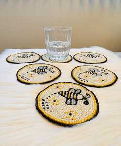 Handmade Beaded Bee Coasters | Nature-Inspired <b>Table</b> Decor - Product Image 1