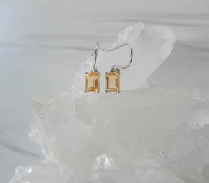 Boucles d'oreilles en citrine, argent sterling, pierre précieuse jaune, boucles d'oreilles pendantes, pierre de naissance de novembre, cadeau de bijoux pour femmes - Product Image 3