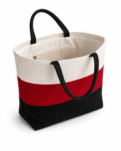 Bolsa de Yute Tricolor Premium con Asas Negras |   Bolsa de Transporte Ecológica y Elegante con Cierre Abierto para Uso Diario - Product Image 1
