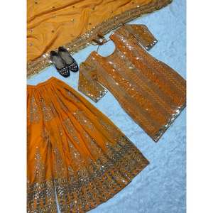 Robe de soirée de créateur avec broderie lourde, haut-plazzo et dupatta pour les occasions spéciales - Product Image 3