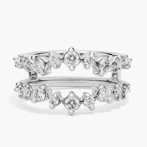 14K White Gold Double Row Lab Grown Diamond <b>Open</b> Band <b>Ring</b> - Product Image 1