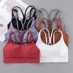 Sujetador deportivo para mujer con espalda cruzada, sin costuras, a prueba de golpes, para yoga, fitness, gimnasio, ropa deportiva, top con logo personalizado - Product Image 4