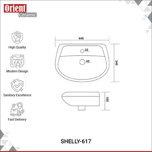 Suministro Directo de Fábrica, Precio Bajo en el Mercado, Lavabo de Cerámica Blanco de Alta Gama, Suspendido en la Pared, de Proveedor Indio - Product Image 3