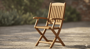 Teak Wood Folding Armchair Outdoor Garden Patio Furniture Solid Wooden Reclining Chair Eco Friendly Foldable Exterior Seating - Product Image 3