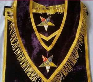 Conjunto de Mandil y Collar Masónicos OES Bordados a Mano para Patrón/Matrón, Regalia Masónica de Cuero Morado con Insignias 3D - Product Image 3