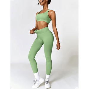 Ensemble de yoga à carreaux pour femme : soutien-gorge de sport, short taille mi-haute et leggings en Spandex/Nylon, séchage rapide, léger et respirant, tenue de sport 2 pièces - Product Image 3