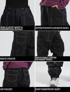 Pantalon de ski unisexe coupe ample, imperméable, coupe-vent, style hip-hop, de haute qualité - Product Image 5
