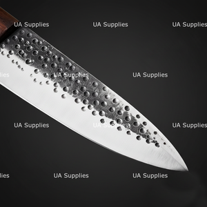 Couteau de chef japonais moderne à l'aspect rustique, forgé à la main, manche en bois de rose antidérapant, ambidextre, respectueux de l'environnement, couteaux de cuisine OEM - Product Image 5