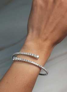 3 CT Lab Grown Diamond Hard <b>Bracelet</b> in 14K Gold for Women | Luxury Bangle | Elegant Bridal Jewelry - Product Image 2