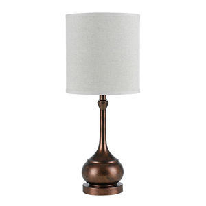 Lampe de table sur colonne en verre chromé moderne Cadence de design européen Possini, abat-jour blanc en forme de tambour, pour chambre à coucher, salon, chevet - Product Image 3