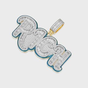 จี้เคลือบอีนาเมล จี้ฮิปฮอป เงินแท้ 925 จี้ประดับเพชร VVS มอยส์ซาไนต์ทรงบาแกตต์ จี้อักษรย่อ จี้สั่งทำพิเศษ - Product Image 5