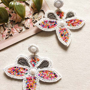 Boucles d'oreilles avec perles en céramique, boucles d'oreilles multi-perles personnalisées, bijoux de fête pour femmes, au meilleur prix, boucles d'oreilles perlées - Product Image 6