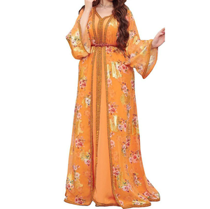 Fashion Latest Floral Print Allover Pattern Women Dubai Abaya Fancy Wedding <b>Dress</b> Kuwaiti Printing Gown Maxi <b>Dress</b> Abaya Burqa - Product Image 6