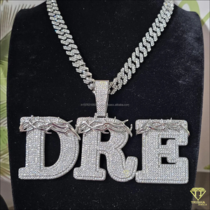 Collier pendentif de luxe « DRE » en moissanite et diamant, chaîne cubaine, bijoux tendance hip-hop - Product Image 2