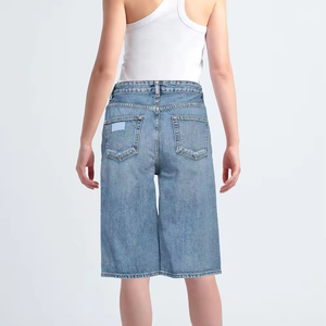 New Arrivals 2026 Unisex Denim 100% Cotton Custom Front Logo Vintage Acid <b>Wash</b> Windproof Breathable Summer Shorts <b>Men</b> Women - Product Image 2
