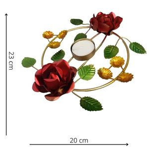 Eye Catching Rose Accents Delight Metal Tea Light Votive Holder for Lighting and Home <b>Decoration</b> for Festivals - Product Image 3