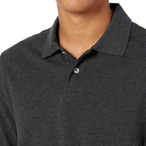 Polo homme gris foncé à manches courtes, logo et design personnalisés, couleur unie, coton tricoté, décontracté, respirant, coupe classique - Product Image 3