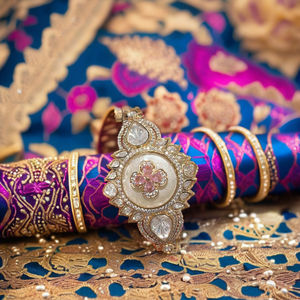 Wholesale Polki Style and AD <b>Bracelet</b>, Golden Plated Imitation Diamond <b>Bracelet</b>, Indian Ethnic Jewelry - Product Image 2