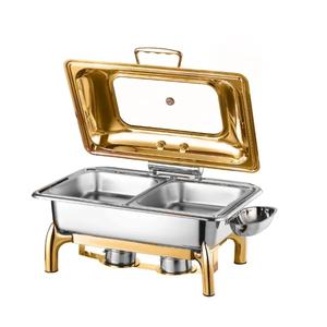 Plat de service rectangulaire de luxe en acier inoxydable poli miroir, durable, écologique, antiadhésif, compatible four, avec couvercle en acier inoxydable - Product Image 4