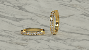 Luxury 18K Gold Channel Set Diamond Hoop <b>Earrings</b> Round Cut Hoops Eternity <b>Earrings</b> Fine Jewelry Gift for Women Everyday Wear - Product Image 2