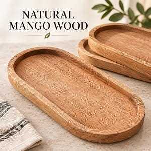 Bandeja de Servir Ovalada de Madera de Mango, Ecológica y Duradera, Diseño Minimalista, Acabado Liso, Apta para Alimentos, para Charcutería y Frutas - Product Image 1