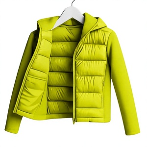 Veste matelassée à capuche de haute qualité pour homme et femme, 100% polyester, coupe courte et ajustée, coupe-vent, couleur unie, polyester, hiver, décontractée, verte - Product Image 2
