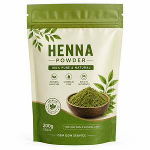 Poudre de feuilles de henné 100% naturelle OEM, qualité cosmétique pure, 200g, pour la coloration naturelle des cheveux et des sourcils - Product Image 1