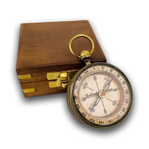 Imperial Brass Store <b>Antique</b> Brass <b>Compass</b> Vintage Nautical Decor Navigation Tool with Premium Leather Case - Product Image 6